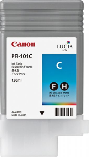 Canon 0884B001 model PFI101C Cyan Ink Cartridge, Inkjet Print Technology, Cyan Print Color, 130 ml Ink Volume, New Genuine Original OEM Canon, For use with Canon imagePROGRAF iPF5000 Printer (0884B001 0884-B001 0884 B001 PFI101C PFI-101C PFI 101C PFI101 PFI-101 PFI 101) 
