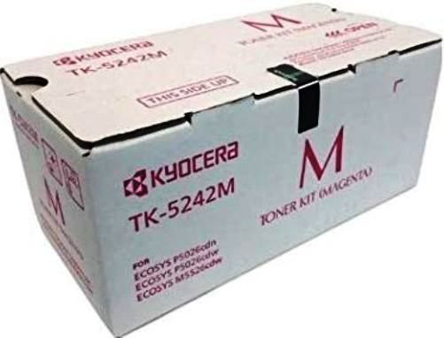 Kyocera 1T02R7BUS0 Model TK-5242M Toner Cartridge, Magenta Print Color, Laser Print Technology, 3000 Pages Typical Print Yield, For use with Kyocera ECOSYS M5526cdw, Kyocera ECOSYS P5026CDC and Kyocera ECOSYS P5026CDW, UPC 088564227514 (1T02R7BUS0 1T02-R7BU-S0 1T02 R7BU S0 TK5242M TK-5242M TK 5242M)