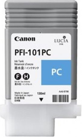 Canon 0887B001 Model PFI-101PC Ink Tank 130ml,Photo Cyan for use with imagePROGRAF iPF5000, iPF5100, iPF6000S, iPF6100 and iPF6200 Large Format Printers, New Genuine Original OEM Canon Brand, UPC 013803058246 (0887-B001 0887B-001 0887 B001 PFI101PC PFI 101PC PFI-101)