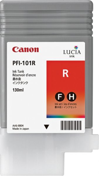 Canon 0889B001 model PFI-101R Red Ink Cartridge, Inkjet Print Technology, Red Print Color, 130 ml Ink Volume, New Genuine Original OEM Canon, For use with Canon imagePROGRAF iPF5000 Printer (0889B001 0889 B001 0889-B001 PFI101R PFI-101R PFI 101R PFI101 PFI-101 PFI 101)