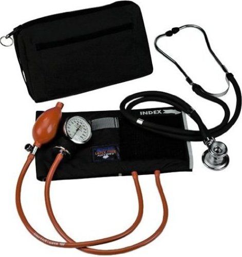 Mabis 09-361-021 Latex-Free MatchMates Sprague Rappaport-Type Combination Kit, Black, Three bells (adult, medium and infant), Two diaphragms (small and large), 3 different types of eartips for maximum comfort, The oversized, matching carrying case stores the stethoscope, accessories and quality MatchMates Sphygmomanometers with room to spare (09-361-021 09361021 09361-021 09-361021 09 361 021)