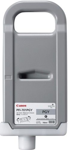 Canon 0910B001AA Model PFI-701PGY Photo Gray Inkjet Tank for use with imagePROGRAF iPF8000 and iPF9000 Large Format Printers, 7500 pages @5% Coverage, 700ml Capacity, New Genuine Original OEM Canon Brand (0910-B001AA 0910 B001AA PFI701PGY PFI 701PGY PFI-701P)