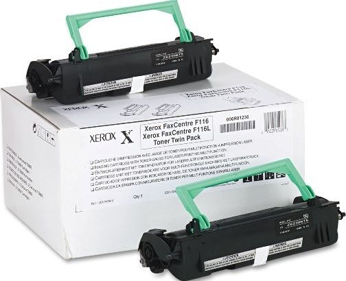 Xerox 006R01236 Black Toner Cartridge, Laser Printing Technology, Black Color, 2-pack, Up to 12000 pages at 5% coverage Duty Cycle, For use with Xerox FaxCentre F116, UPC 095205612363 (006R01236 006R-01236 006R 01236 XER006R01236)
