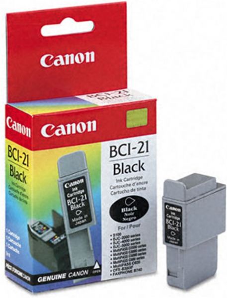 Canon 0954A003 model BCI-21BK Ink Tank Cartridge, Inkjet Print Technology, Black Print Color, 150 Pages Duty Cycle, New Genuine Original OEM Canon (0954A003 0954-A003 0954 A003 BCI21BK BCI-21BK BCI 21BK BCI21 BCI-21 BCI 21)