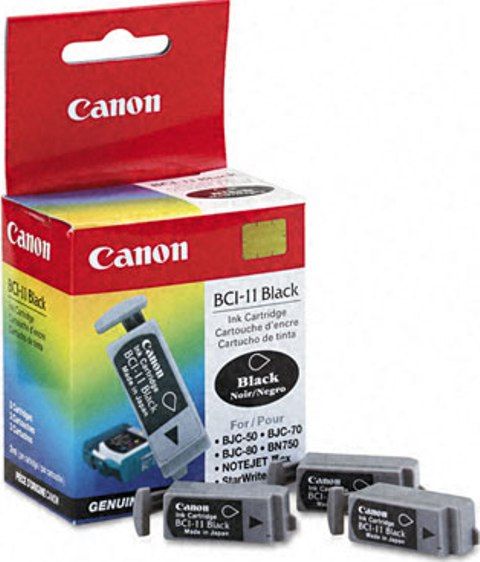 Canon 0957A003 model BCI-11BK Black Ink Tank, Inkjet Print Technology, Black Print Color, 30 Pages Duty Cycle, New Genuine Original OEM Canon, For use with Canon Printers BJC-50, BJC-55, BJC-55, BJC-70, BJC-80, BJC-85, BJC-85W and LR1 (0957 A003 0957-A003 0957A003 BCI-11BK BCI 11BK BCI11BK BCI11 BCI 11 BCI-11)