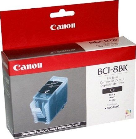 Canon 0977A002 Model BCI-8BK Black Ink Cartridge for use with Canon BJC-8500 Printer, New Genuine Original OEM Canon Brand, UPC 750845722796 (0977-A002 0977 A002 0977A-002 0977A 002 BCI8BK BCI 8BK)