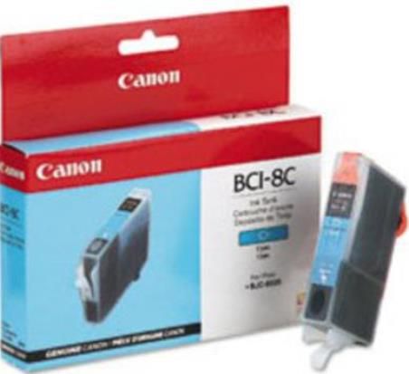 Canon 0979A003 Model BCI-8C Cyan Ink Cartridge for use with Canon BJC-8500 Printer, New Genuine Original OEM Canon Brand, UPC 750845722840 (0979-A003 0979 A003 0979A-003 0979A 003 BCI8C BCI 8C)