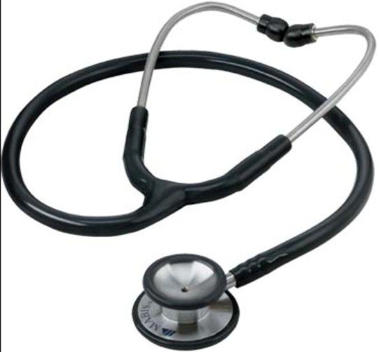 Mabis 10-404-020 Signature Series Stainless Steel Stethoscope, Adult, Black, Features a deluxe stainless steel chestpiece, and a stainless steel dual inner-spring binaural, Color-coordinated nonchill ring and diaphragm retaining ring provide added patient comfort, Individually packaged in an attractive four-color, foam-lined box (10-404-020 10404020 10404-020 10-404020 10 404 020)
