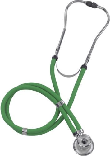Mabis 10-419-120 Legacy Sprague Rappaport-Type Stethoscope, Slider Pack, Adult, Green, Includes: five interchangeable chestpieces  three bells (adult, medium and infant) and two diaphragms (small and large) for a custom examination; plus three different sized eartips, Heavy-walled 22 vinyl tubing blocks out extraneous sounds, Peghook slider-pack style packaging (10-419-120 10419120 10419-120 10-419120 10 419 120)