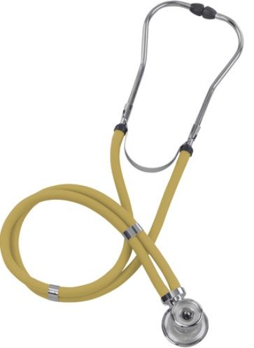 Mabis 10-419-130 Legacy Sprague Rappaport-Type Stethoscope, Slider Pack, Adult, Yellow, Includes: five interchangeable chestpieces  three bells (adult, medium and infant) and two diaphragms (small and large) for a custom examination; plus three different sized eartips, Heavy-walled 22 vinyl tubing blocks out extraneous sounds, Peghook slider-pack style packaging (10-419-130 10419130 10419-130 10-419130 10 419 130)
