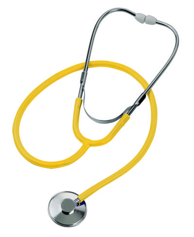 Mabis 10-428-130 Spectrum Nurse Stethoscope, Adult, Boxed, Yellow, Individually packaged in an attractive four-color, foam-lined box, Includes binaural, lightweight anodized aluminum chestpiece, 22 vinyl Y-tubing, spare diaphragm and pair of mushroom eartips, Latex-free, Length: 30