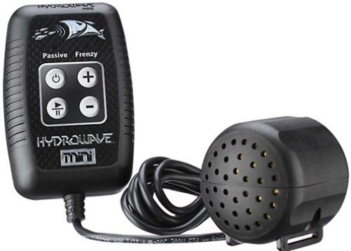 HydroWave 100038-07P Mini System Package, Electronic feeding stimulator, Portable package, Two most popular sounds (Passive & Frenzy), Produces sounds of baitfish and predatory fish, Stimulates a competitive reaction in predatory fish nearby, Tactile Sound Transmissions (TST), Finely tuned amplifier, UPC 853333003398 (10003807P 100038 07P 100-038-07P)