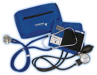Lumiscope 100-040 Manual Designer Professional Blood Pressure Combo Kit, Seperate single headed nurse's stethoscope, Easy to read gauge, Cuff with touch and hold closure, 'D' bar, Aneroid sphygmomanometer with matching nylon color cuff and sprague rappaport-style stethoscope (100-040 100040 100 040 LUM100-040 LUM100040 LUM100 040 LUMISCOPE100040 LUMISCOPE 100040)