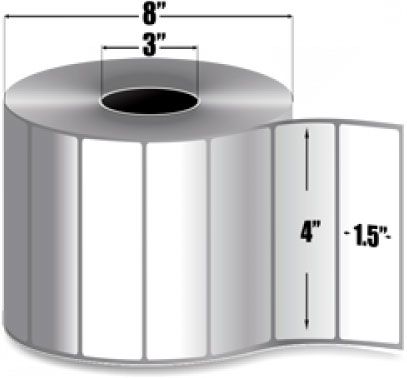 Zebra Technologies 10015348 Model Z-Select 4000D Labels, Thermal Labels, 4225 Labels per roll, 4 rolls per case, 3