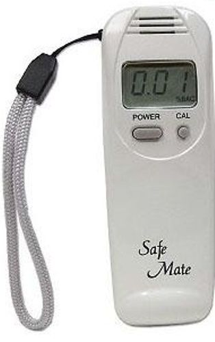 Safe-Mate 10023 Personal Alcohol Detector, Advanced and Super Accurate MEMS (Micro Electro Mechanical System) gas sensor and patented Re-Calibration technology, 20 stage LCD display, Backlit LCD for easy viewing in the dark, Display percentage of Blood Alcohol Level 0.08 % or greater (10-023 100-23 SAFEMATE SAFE MATE)