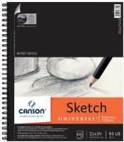 Canson 100510852 Artist Series-Universal 11" x 14" Sketch Pad; Sketch pad with an extra-heavy chipboard back for stability; Versatile surface for variety of dry media with fine texture; Erasable and smudge resistant; Rough surface sheets are micro-perforated for a neat, clean edge and true size sheets; 65 lb/96g; Acid-free; Wire bound, 100 sheet pad; 11" x 14"; Formerly item #C702-193; EAN 3148955723890 (CANSON100510852 CANSON-100510852 ARTIST-SERIES-UNIVERSAL-100510852 PAPER SKETCHING) 