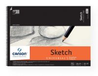 Canson 100510854 Artist Series-Universal 18" x 24" Sketch Pad; Sketch pad with an extra-heavy chipboard back for stability; Versatile surface for variety of dry media with fine texture; Erasable and smudge resistant; Rough surface sheets are micro-perforated for a neat, clean edge and true size sheets; 65 lb/96g; Acid-free; Wire bound, 35 sheet pad; 18" x 24"; Formerly item #C702-195; EAN 3148955723951 (CANSON100510854 CANSON-100510854 ARTIST-SERIES-UNIVERSAL-100510854 SKETCHING) 