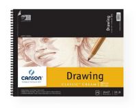 Canson 100510975 Classic-Artist Series 14" x 17" Drawing Pad (Top Wire); Traditional cream color; works well with pencil, color pencil, charcoal, pen and ink, and pastels; Suitable for final drawings; Medium texture; Pads have micro-perforated true size sheets; 90 lb/147g; Acid-free; Top wire bound; 24 sheets; 14" x 17"; Formerly item #C702-4007; Shipping Weight 2.00 lb; EAN 3148955727096 (CANSON100510975 CANSON-100510975 CLASSIC-ARTIST-SERIES-100510975 ARTWORK) 