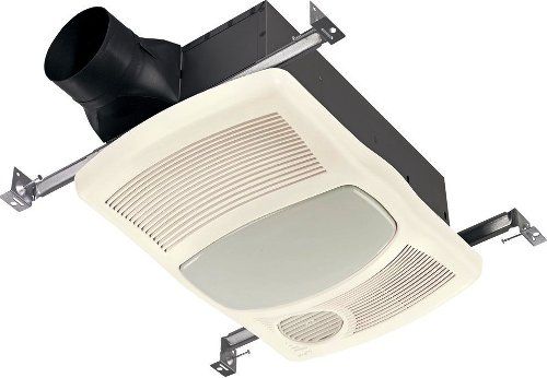 Broan NuTone 100HFL Ventilation Fan with Heater and Energy Efficient Lightin, Accepts 27 Watt Fluorescent Light, Title 24, 100 CFM at 0.100-In. SP, 2.0 Sones at 0.100-In. SP at 5 Ft., 4