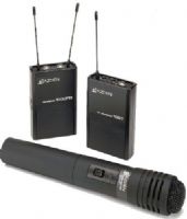 Azden 100LTH Wireless UHF Lavaliere and Hand-Held Microphone System, 63 user-selectable UHF channels in the 794–806MHz band, Compact lavaliere mic for today's small digital cameras, Lavaliere and hand-held mic/transmitter for maximum flexibility, 3.5mm balanced mic level output jack and monitor output jack (100-LTH 100 LTH) 