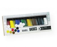 Liquitex 101008 Basics Acrylic 8-Color Set; A heavy body acrylic with a buttery consistency for easy blending; It retains peaks and brush marks, and colors dry to a satin finish, eliminating surface glare. 75ml tubes in 8 colors: Primary Yellow, Yellow Oxide, Primary Red, Burnt Umber, Hooker's Green, Primary Blue, Mars Black, Titanium White; Shipping Weight 1.11 lbs; Shipping Dimensions 1.18 x 13.98 x 4.33 inches; UPC 094376975697 (LIQUITEX101008 LIQUITEX-BASICS-101008 PAINTING) 