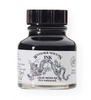 Winsor & Newton 1010754 Drawing Ink 30ml Liquid Indian Ink; Formulated from a series of soluble dyes in a superior shellac solution; These inks can be applied with brush, dip pen, or airbrush; Widely used by designers, calligraphers, artists, and illustrators; Superior strength and brilliance of color; Full intermixable colors; although silver and gold should be added sparingly to avoid too much thickening; EAN 5012572003377 (WINSORNEWTON1010754 WINSORNEWTON-1010754 WINSORNEWTON/1010754 ARTWORK) 