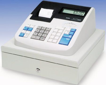 Royal 101CX Compact Cash Register, 99 PLUs for quick, accurate entry of frequently sold items, 8 Departments for sales analysis by category of merchendise, 4 Clerk ID System, Single station impact printer, ink roll printer provides either journal or receipt printout on 2 1/4