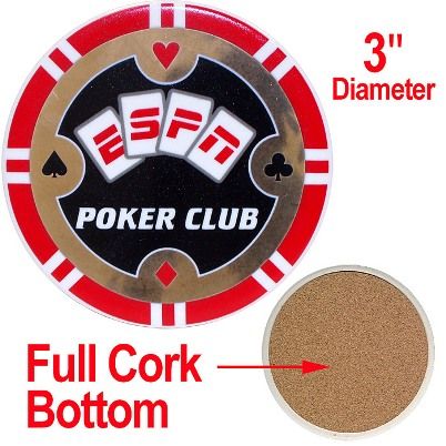 ESPN Poker Club Ceramic Coaster Red 