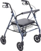 Drive Medical 10215BL-1 Heavy Duty Bariatric Walker Rollator With Large Padded Seat, Blue; Large 8" casters are ideal for indoor and outdoor use; Comes with large 21" x 9" x 6" basket that can be mounted under seat; Tool Free removable padded back rest for comfort; Strong Steel reinforced frame supports 500 pounds; Soft padded oversized seat; UPC 822383100647 (DRIVEMEDICAL10215BL1 DRIVE MEDICAL 10215BL-1 BARIATRIC WALKER ROLLATOR PADDED SEAT BLUE) 