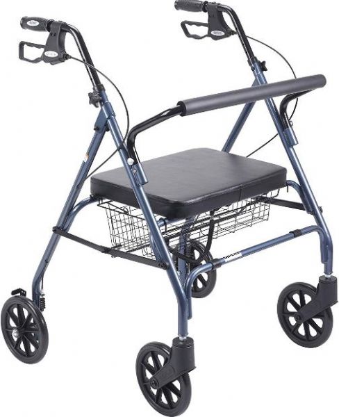 Drive Medical 10215BL-1 Heavy Duty Bariatric Walker Rollator With Large Padded Seat, Blue; Large 8