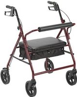 Drive Medical 10216RD-1 Bariatric Rollator With 8" Wheels, Red; 8" Casters with soft-grip tires are ideal for indoor and outdoor use; Soft padded oversized seat; Comes with large basket that can be mounted under seat; Tool-free removable padded backrest for comfort; Special loop lock made of internal aluminum casting operates easily and ensures safety; UPC 822383265261 (DRIVEMEDICAL10216RD1 DRIVE MEDICAL 10216RD-1 BARIATRIC ROLLATOR RED) 
