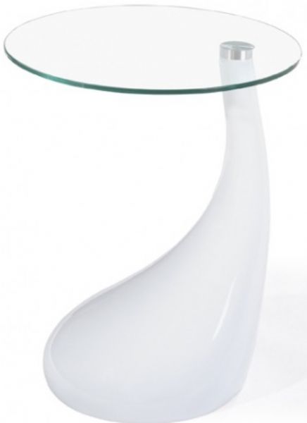 Zuo Modern 103122 Jupiter End Table with ABS Body and Tempered Glass Top, Round Shape, 14