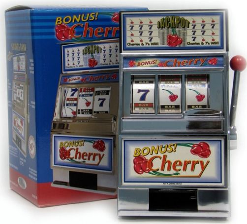 Trademark 10-41220 Cherry Bonus Slot Machine Bank with Spinning Reels, 