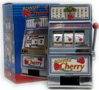 Trademark 10-41220 Cherry Bonus Slot Machine Bank with Spinning Reels, 