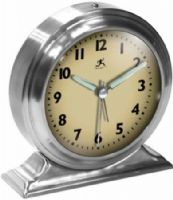 Infinity Instruments 10415-1264 Boutique Alarm Clock, Silver Metal, Old Fashioned Bell Alarm, Glow-In-The-Dark Metal Hands, H 5.5" X W 5.5" X D 2", UPC 731742042446 (104151264 10415 1264 10415/1264) 
