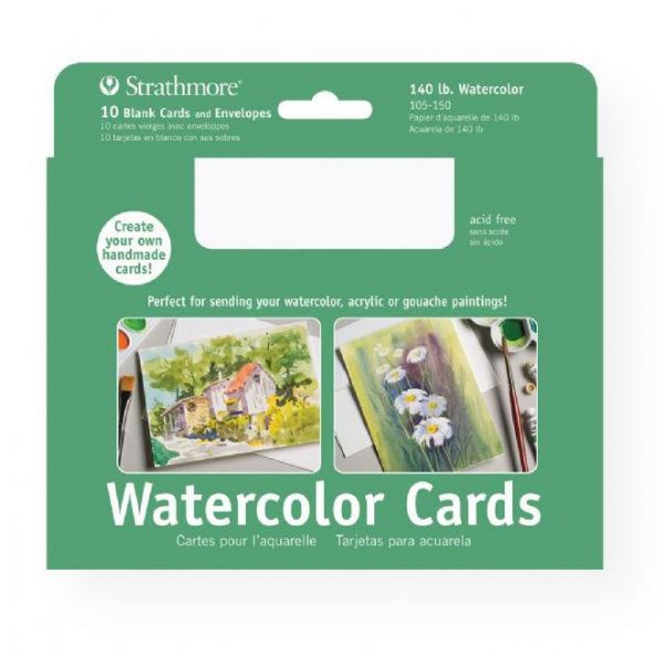 Strathmore 105-150 Watercolor Cards and Postcards 10-Pack 5 x 6.875; Made specifically to hold up to any wet media including watercolor, acrylic, or gouache; These high quality cards are made from 140 lb cold press watercolor paper; Acid-free; Shipping Weight 0.45 lb; Shipping Dimensions 6.88 x 5.00 x 1.00 in; UPC 012017701030 (STRATHMORE105150 STRATHMORE-105150 STRATHMORE-105-150 STRATHMORE/105150 105150 ARTWORK CRAFTS)