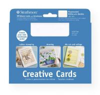 Strathmore 105-160 Fluorescent White/Deckle Creative Cards 10-Pack 5 x 6.875; These larger size cards can be used to design a greeting for any occasion from birthdays, holidays, and invitations to general correspondence; Cards are 80 lb cover and measure 5" x 6d"; Matching envelopes are 80 lb text and measure 5.25" x 7.25"; Acid-free; Shipping Weight 0.4 lb; UPC 012017701160 (STRATHMORE105160 STRATHMORE-105160 STRATHMORE-105-160 STRATHMORE/105160 105160 ARTWORK CRAFTS CORRESPONDENCE) 