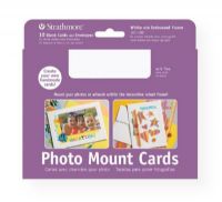 Strathmore 105-180 Photo Mount Cards 10-Pack White; Mount photos, artwork, or pictures to the front of these beautifully embossed cards; Included in each package are double-stick tabs for adhering up to a 4" x 6" picture; Cards are 80 lb cover, measure 5" x 6d", and feature an embossed border; Matching envelopes are 80 lb text and measure 5.25" x 7.25"; Acid-free; UPC 012017701184 (STRATHMORE105180 STRATHMORE-105180 STRATHMORE-105-180 STRATHMORE/105180 105180 ARTWORK CRAFTS) 