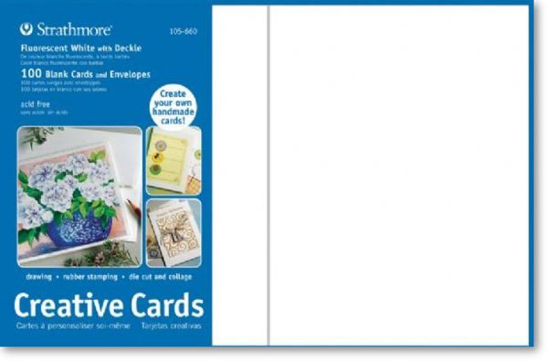 Strathmore 105-630 Ivory/Deckle Creative Crads, 100 Cards Per Pack, 5