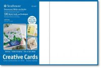 Strathmore 105-660 Fluorescent White/Deckle Creative Cards, 100 Cards Per Pack, 5" x 6.88"; These larger size cards can be used to design a greeting for any occasion from birthdays, holidays, and invitations to general correspondence; Cards are 80 lb. cover and measure 5" x 6d"; Matching envelopes are 80 lb. text and measure 5.25" x 7.25"; Acid-free; Dimensions 6.88" x 5" x 2.75"; Weight 3.53 lbs; UPC 012017706608 (STRATHMORE105660 STRATHMORE 105660 105 660 105-660 ST105-660) 