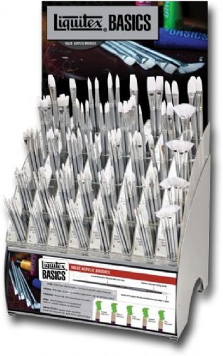 Liquitex 1069201 Basic, Brush Assortment; White nylon brushes are durable, easy to clean, and hold ample amounts of color; Their medium-soft bristles provide the ideal responsiveness for soft-bodied to medium-bodied acrylic colors; Dimensions 18