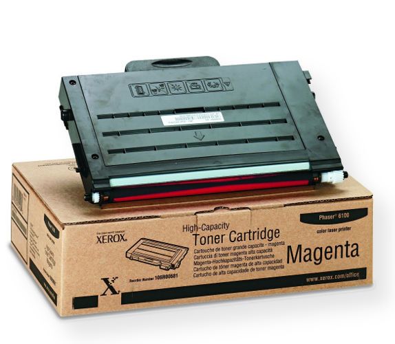 Xerox 106R00681 Magenta High Capacity Toner Cartridge for use with Phaser 6100 Color Printer, Up to 5000 Pages at 5% coverage, New Genuine Original OEM Xerox Brand, UPC 095205304282 (106-R00681 106 R00681 106R-00681 106R 00681)