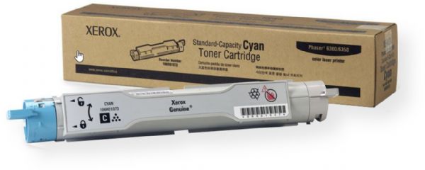 Xerox 106R01073 Cyan Standard Capacity Toner Cartridge For use with Phaser 6300 and 6350 Color Printers, Approximate yield 4000 average standard pages, New Genuine Original OEM Xerox Brand, UPC 095205062311 (106-R01073 106 R01073 106R-01073 106R 01073 106R1073) 