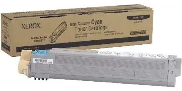 Xerox 106R01077 Cyan High Capacity Toner Cartridge for use with Xerox Phaser 7400 Network Color Printer, Up to 18000 Pages at 5% coverage, New Genuine Original OEM Xerox Brand, UPC 095205723700 (106-R01077 106 R01077 106R-01077 106R 01077 106R1077)