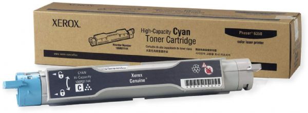 Xerox 106R01144 Cyan High Capacity Print Cartridge for use with Xerox Phaser 6350 Printer Only, Up to 10000 Pages at 5% coverage, New Genuine Original OEM Xerox Brand, UPC 095205241235 (106-R01144 106 R01144 106R-01144 106R 01144 106R1144)