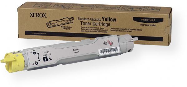 Xerox 106R01216 Yellow Standard Capacity Toner Cartridge For use with Phaser 6360 Color Laser Printer, Average cartridge yields 5000 standard pages, New Genuine Original Xerox OEM Brand, UPC 095205428162 (106-R01216 106 R01216 106R-01216 106R 01216)