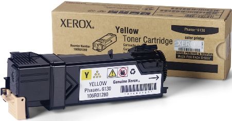 Xerox 106R01280 Yellow Toner Cartridge for use with Xerox Phaser 6130 Printer, Up to 1900 Pages at 5% coverage, New Genuine Original OEM Xerox Brand, UPC 095205735512 (106-R01280 106 R01280 106R-01280 106R 01280 106R1280)
