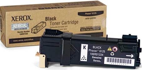 Xerox 106R01334 Black Toner Cartridge for use with Xerox Phaser 6125 and 6125N Printers, Up to 2000 Pages at 5% coverage, New Genuine Original OEM Xerox Brand, UPC 095205737745 (106-R01334 106 R01334 106R-01334 106R 01334 106R1334)
