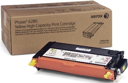 Xerox 106R01394 Yellow High Capacity Print Cartridge for use with Xerox Phaser 6280 Printer, Up to 5900 Pages at 5% coverage, New Genuine Original OEM Xerox Brand, UPC 095205747287 (106-R01394 106 R01394 106R-01394 106R 01394 106R1394)