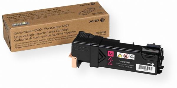 Xerox 106R01595 High Capacity Magenta Toner Cartridge For use with Phaser 6500 and WorkCentre 6505 Printers, Average cartridge yields 2500 standard pages, New Genuine Original Xerox OEM Brand, UPC 095205849745 (106-R01595 106 R01595 106R-01595 106R 01595 106R1595)